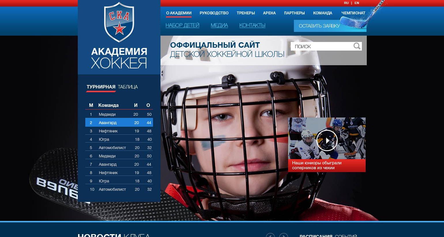 СКА-Стрельна - Разработка сайта