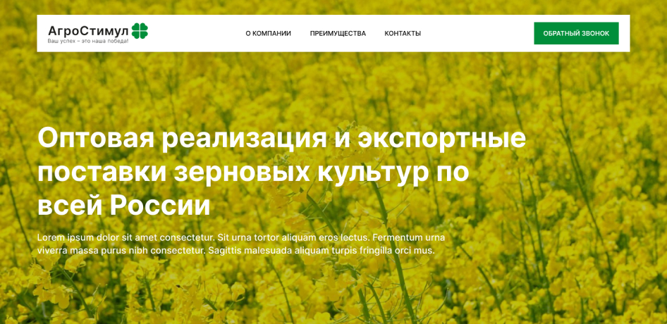 Разработка лендинга компании АгроСтимулПлюс